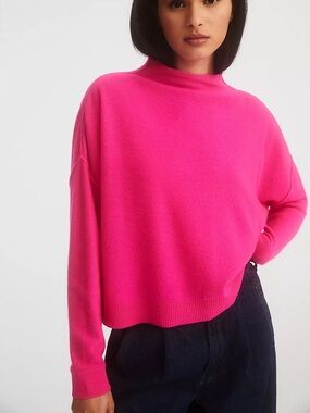 Anthropologie The Alani Cashmere Mock-Neck Sweater by Pilcro pink‎